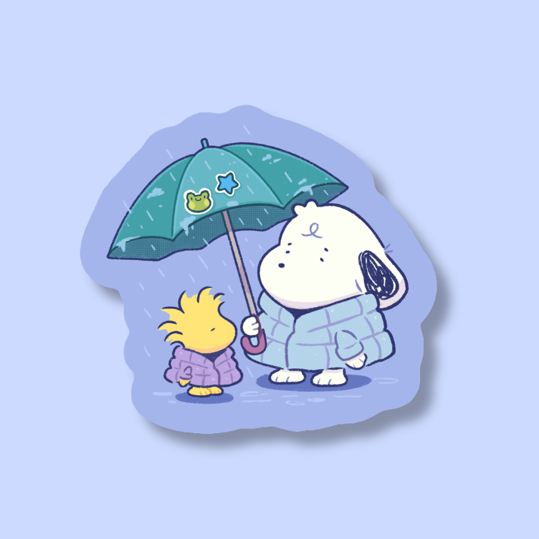 Snoopy & Woodstock Rainy Day Sticker