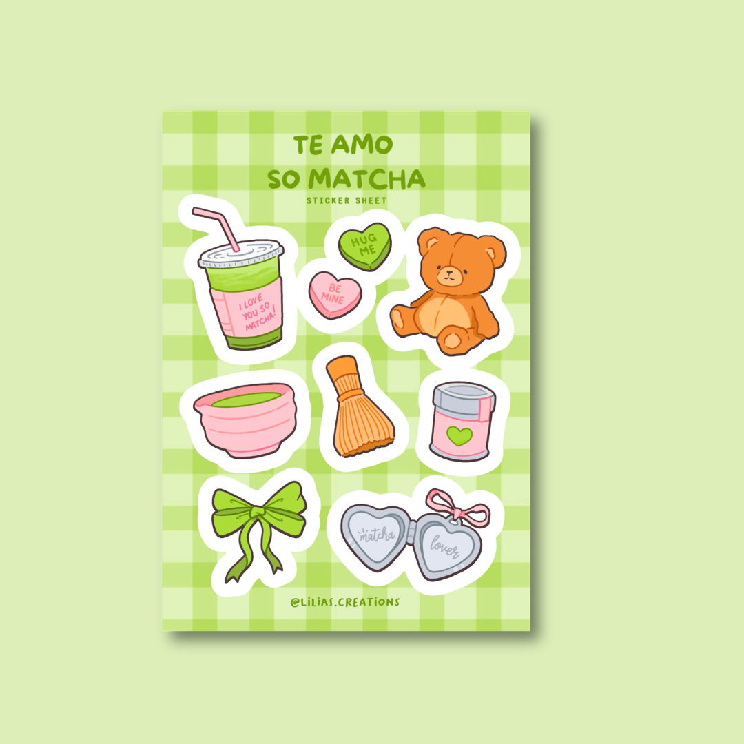 Te Amo So Matcha Sticker Sheet